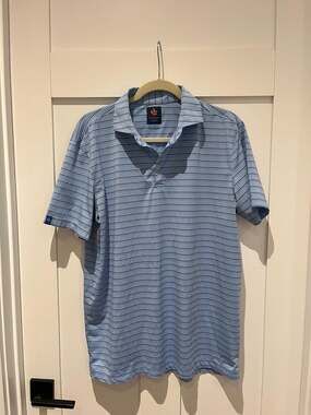Donald Ross Sport Men's Blue Multi-Stripe Performance Golf Polo Shirt